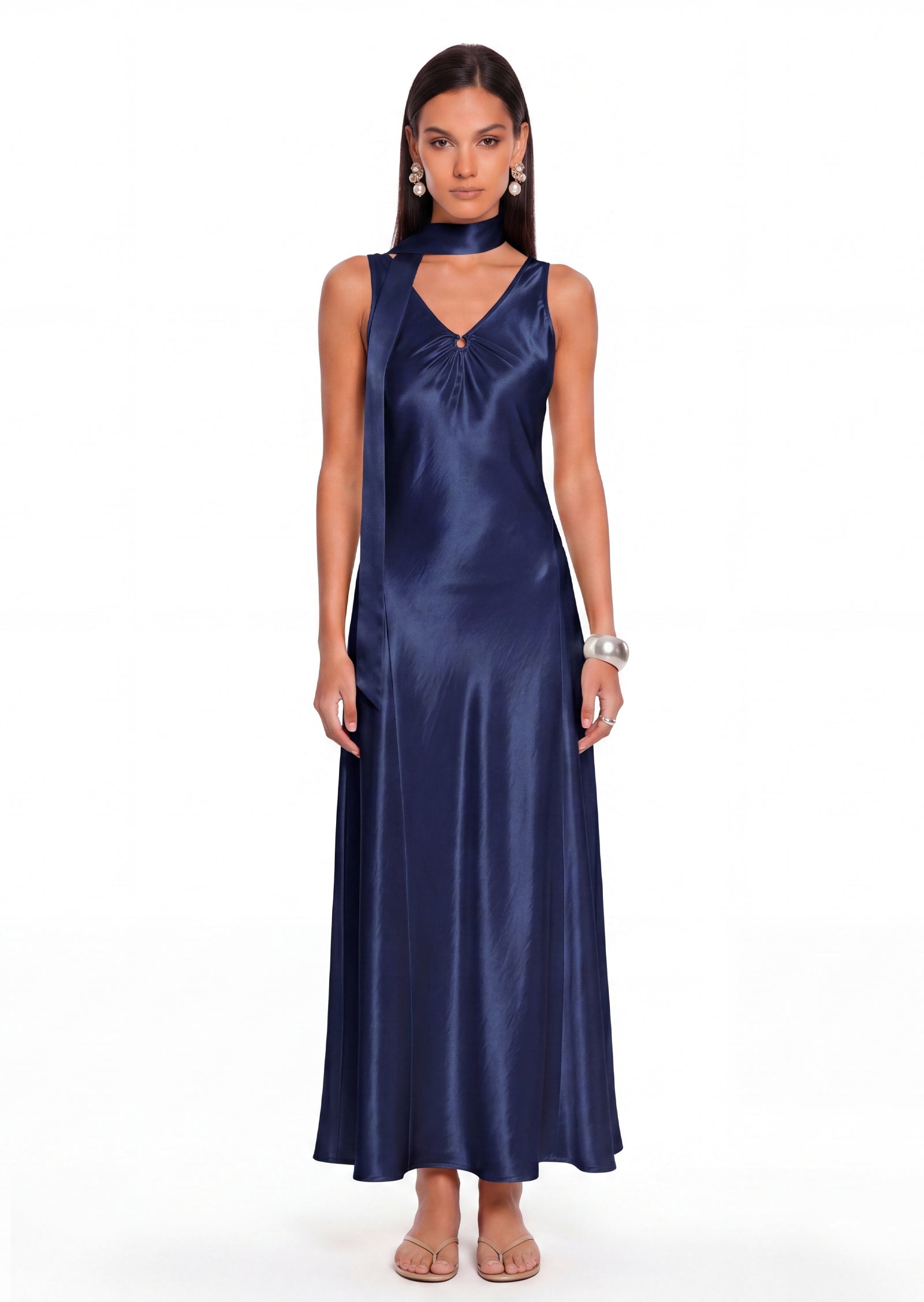 Midikleid in A-Linie mit Blumenmuster und Laternenärmeln