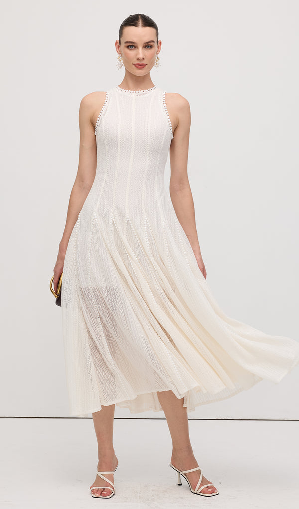 Semi Sheer Lace Sleeveless Maxi Dress