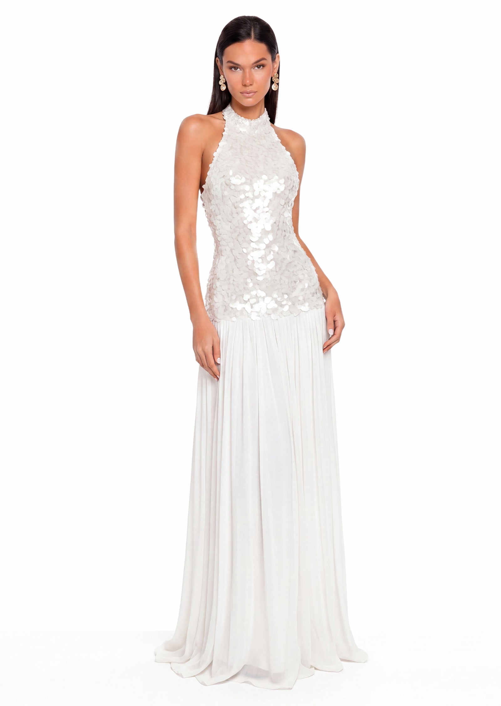 Kacela Sleeveless Sequined Maxi Dress in White