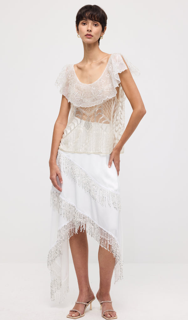 Sequined Hollow Out Top & Midi Skirt