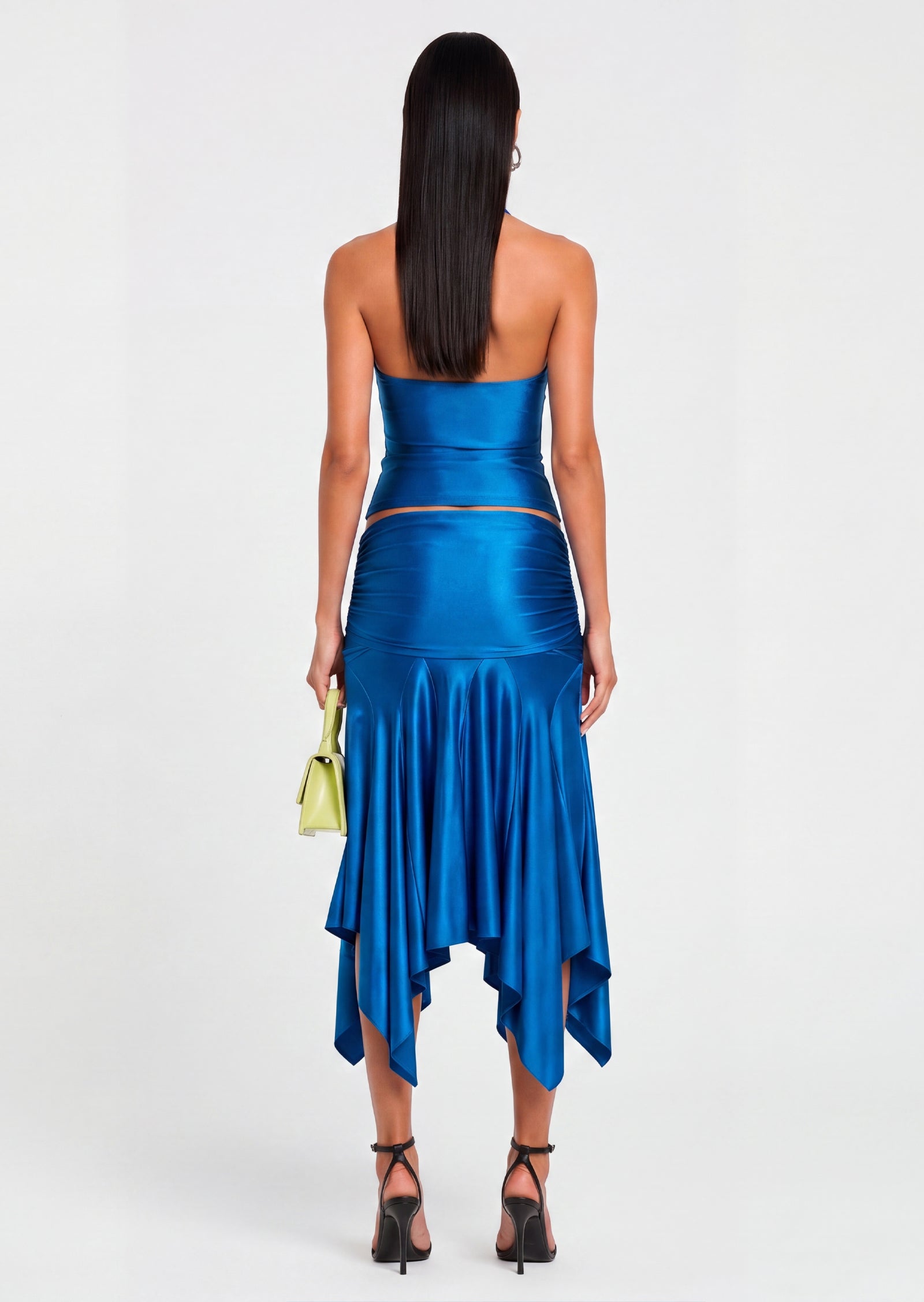 Midikleid in A-Linie mit Blumenmuster und Laternenärmeln