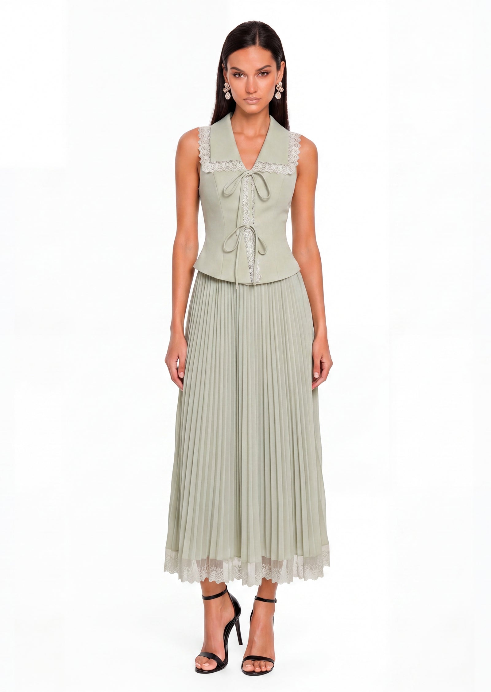 Barnett Lace Trimmed Midi Skirt Two Piece Set