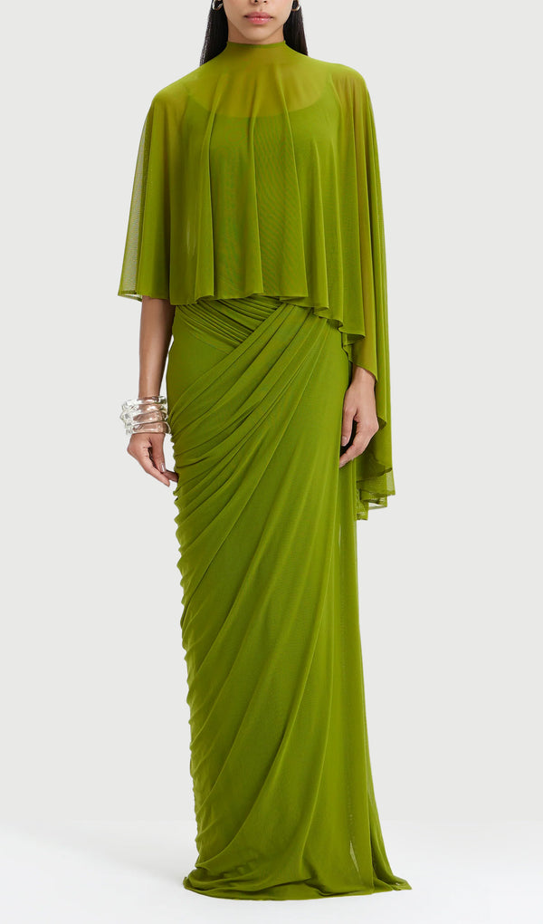 Shawl Camisole Maxi Dress With Pleats
