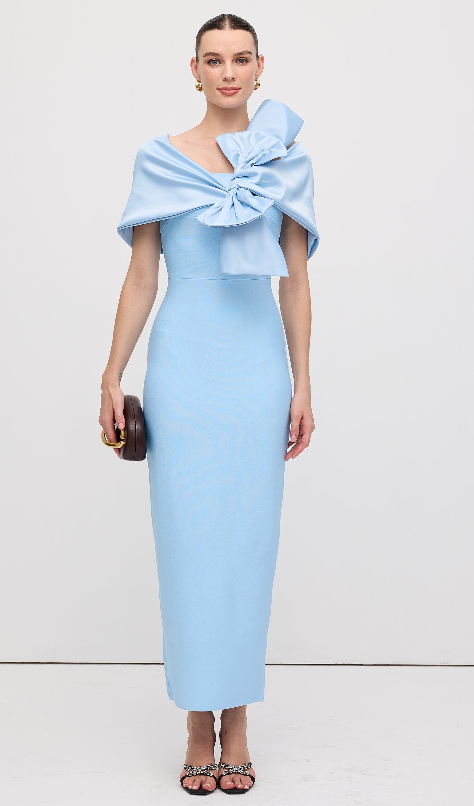 Midikleid in A-Linie mit Blumenmuster und Laternenärmeln