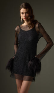 Sheer  Mini Dress in Black (Final Sale-US Only)