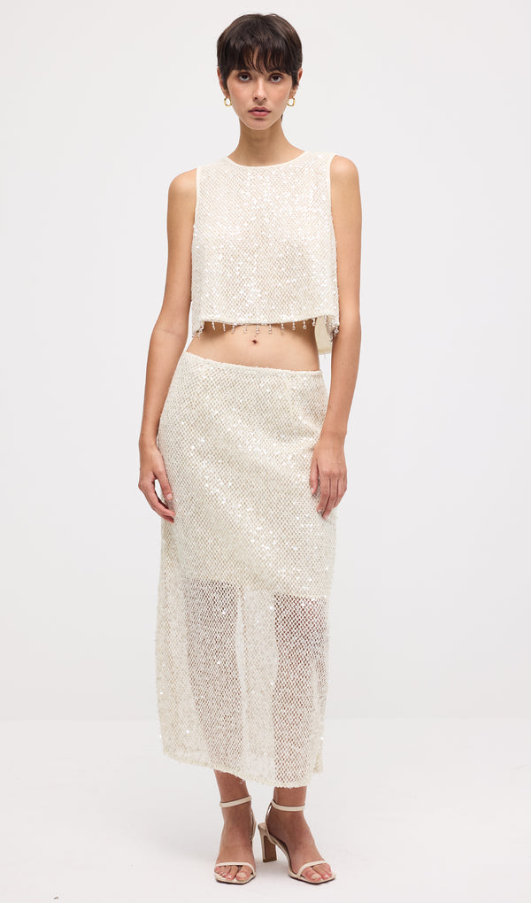 Sleeveless Crochet Top & Midi Skirt