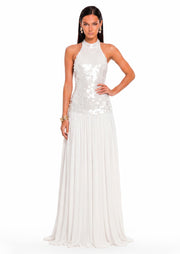 Kacela Sleeveless Sequined Maxi Dress in White