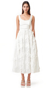 Sleeveless Embellished Lace Midi Dress