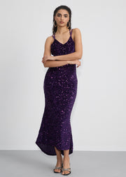 Sleeveless Sequin Open Back Maxi Dress