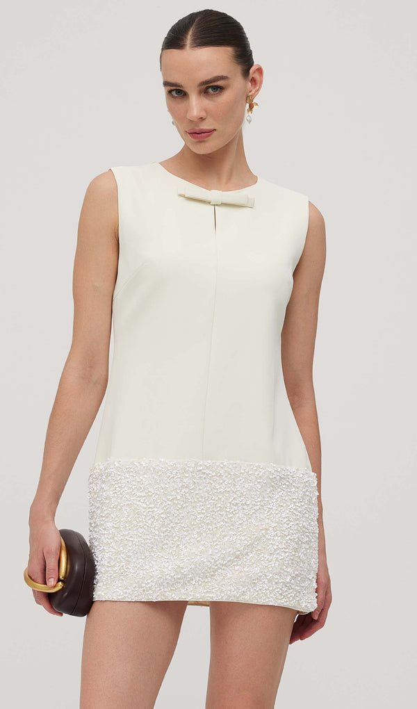 Sleeveless Bow Sequined Mini Dress