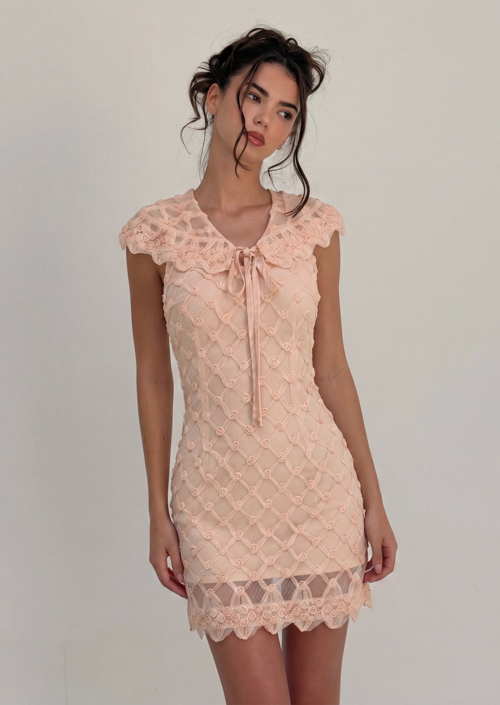 Midikleid in A-Linie mit Blumenmuster und Laternenärmeln