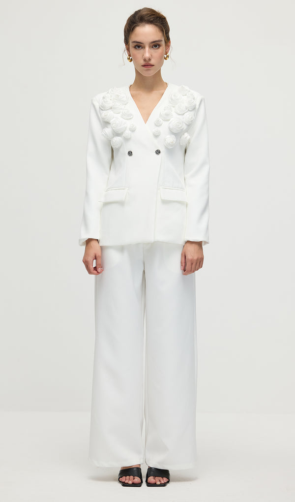 Slim Fit Blazer & Trousers Two-Piece Set In White