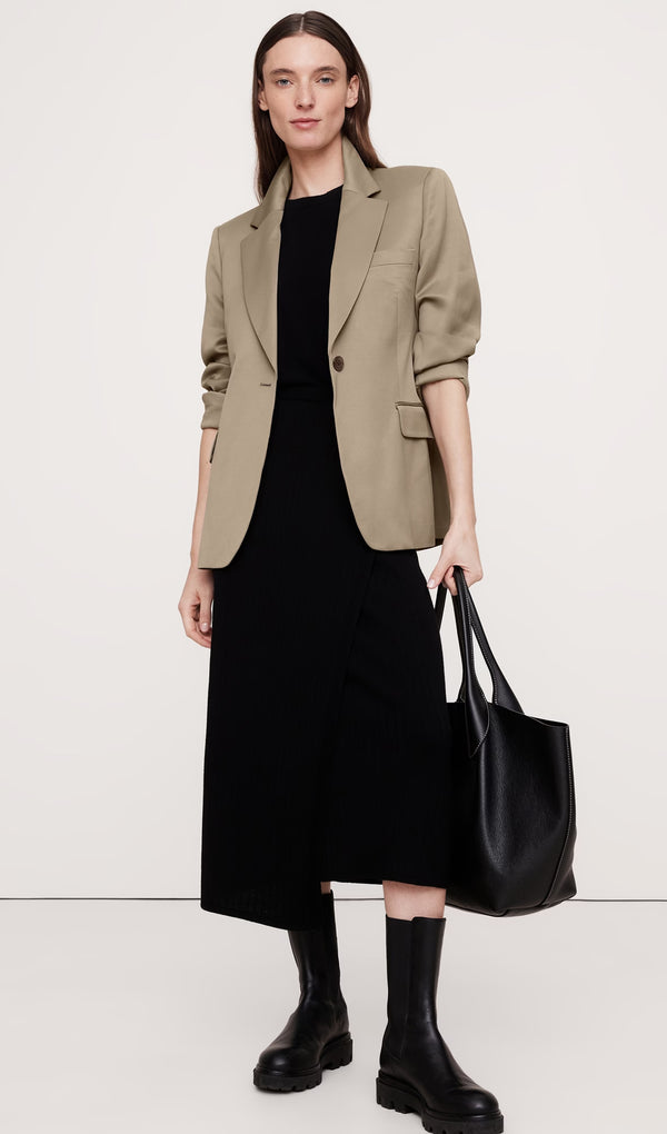 Slim Satin Blazer In Mocha Chai