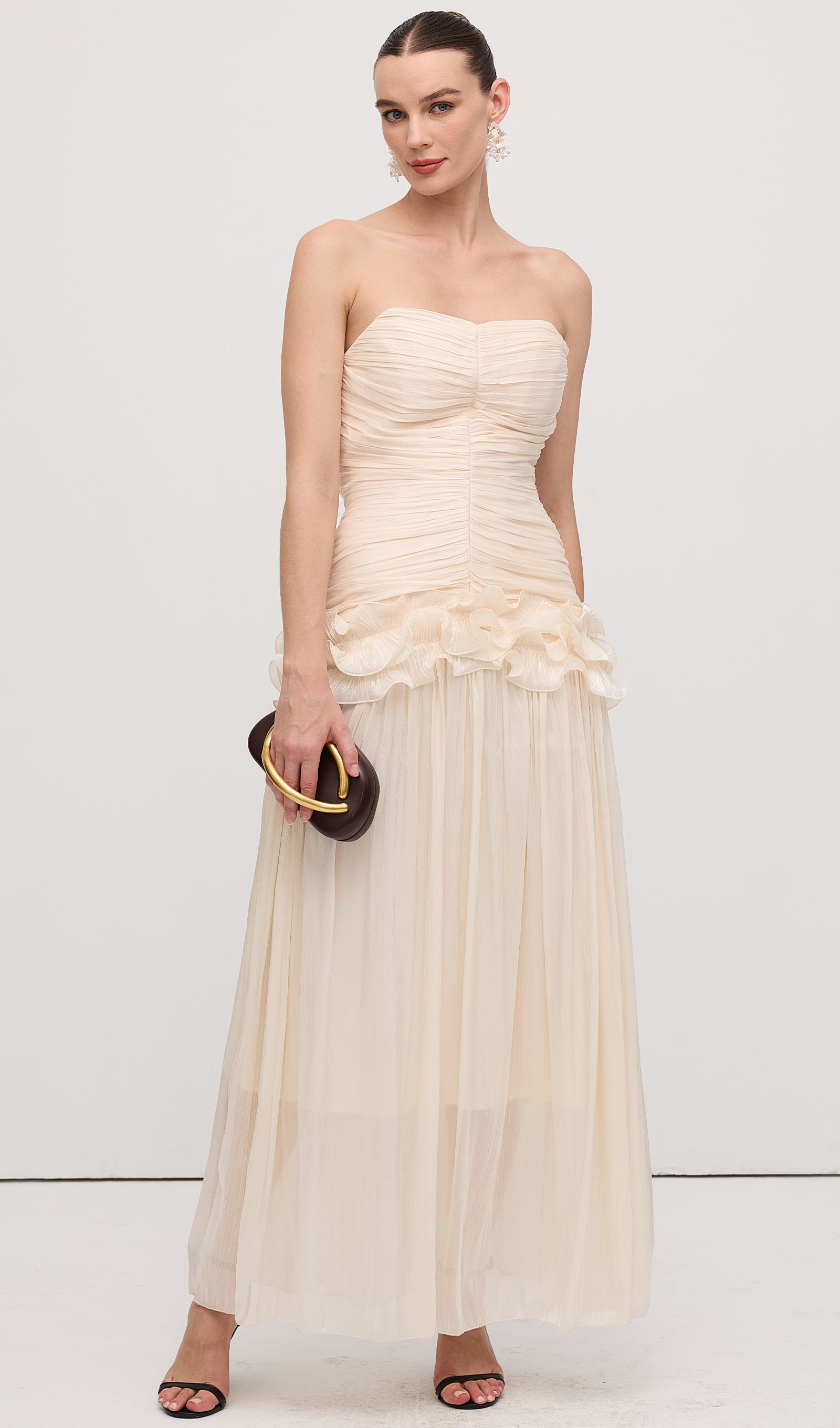 Midikleid in A-Linie mit Blumenmuster und Laternenärmeln