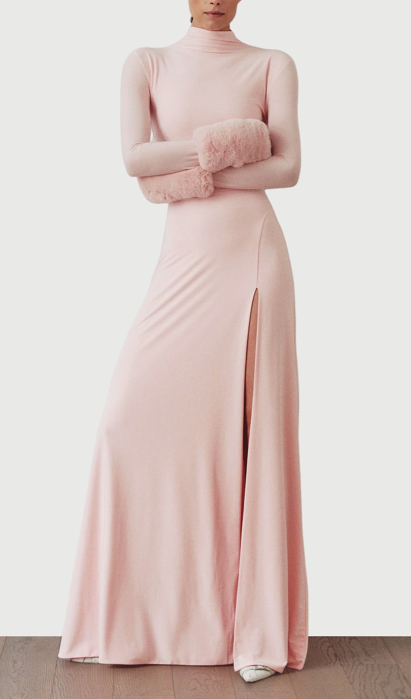 Midikleid in A-Linie mit Blumenmuster und Laternenärmeln