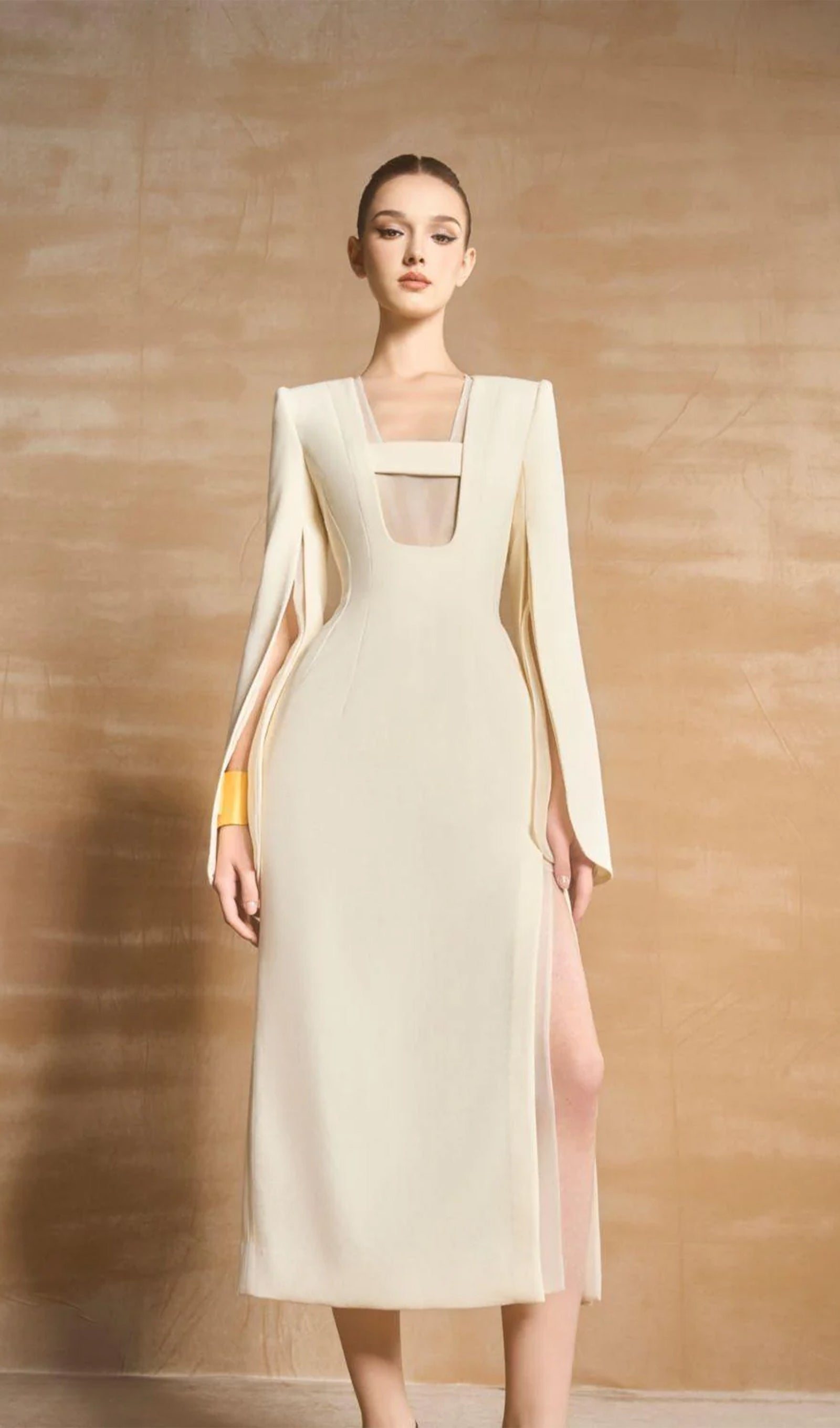 Midikleid in A-Linie mit Blumenmuster und Laternenärmeln