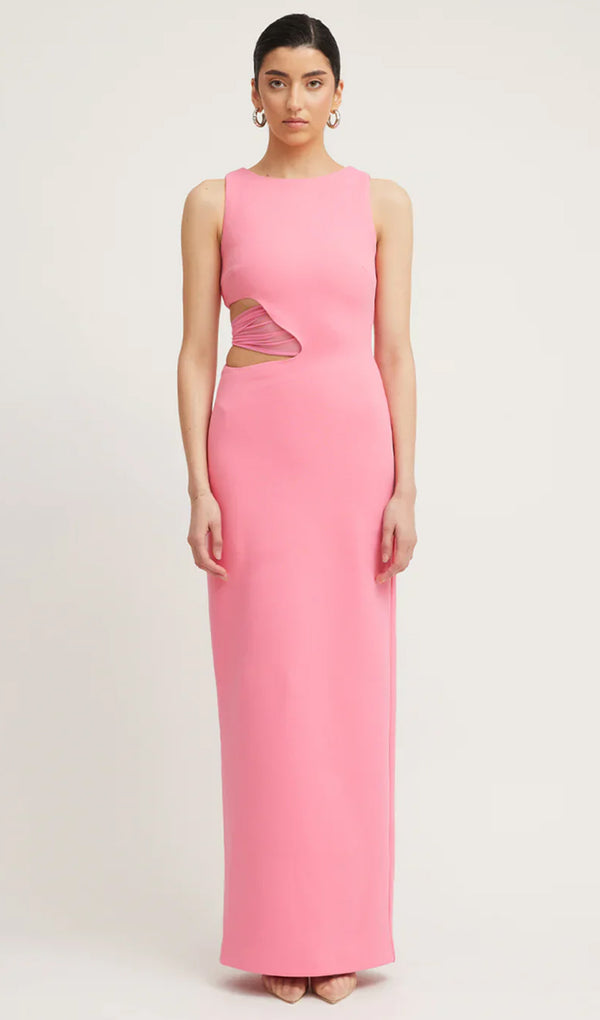 Solid Crepe Cutout Maxi Dress