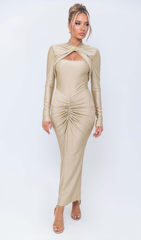 Midikleid in A-Linie mit Blumenmuster und Laternenärmeln