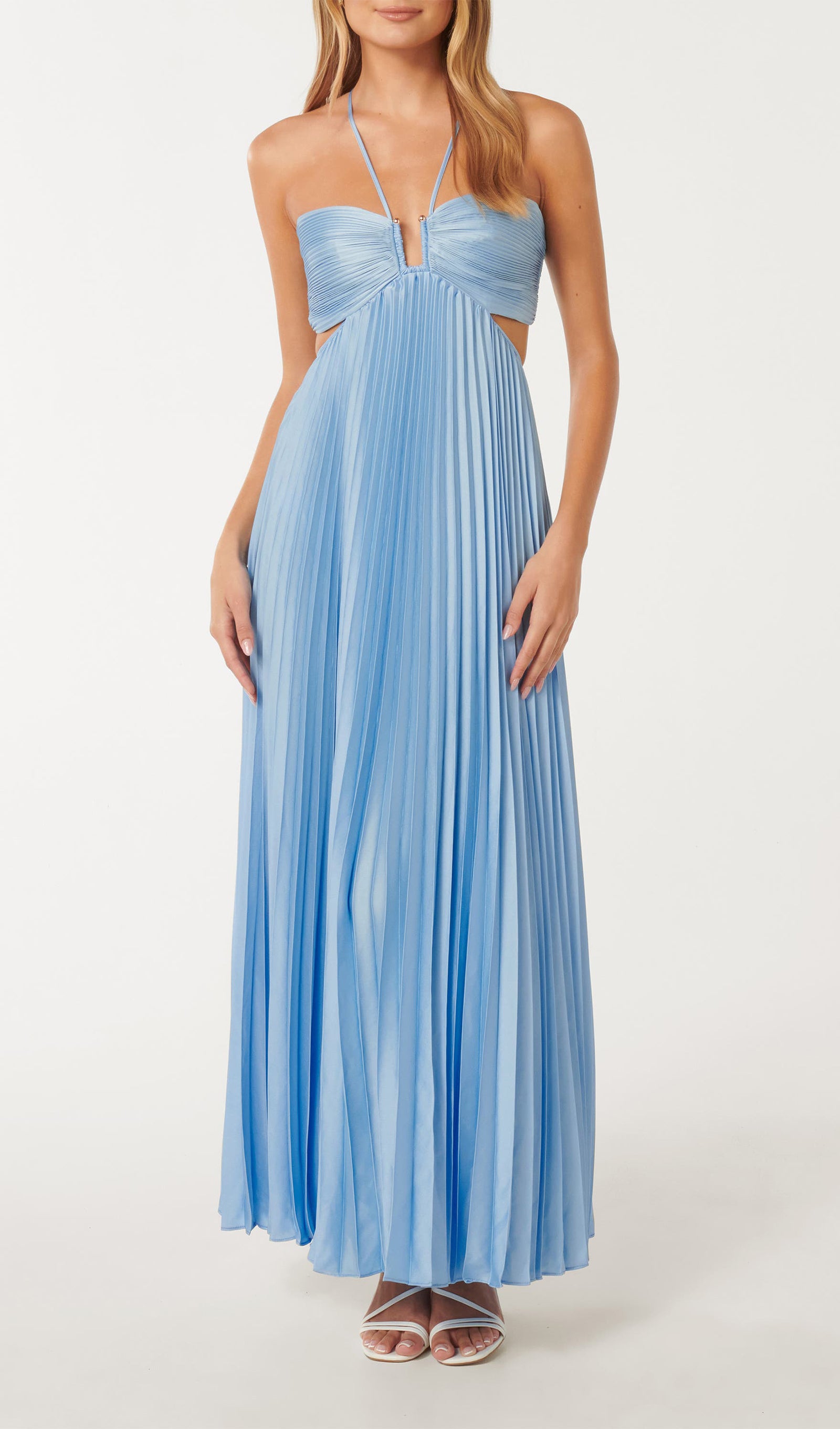 Midikleid in A-Linie mit Blumenmuster und Laternenärmeln