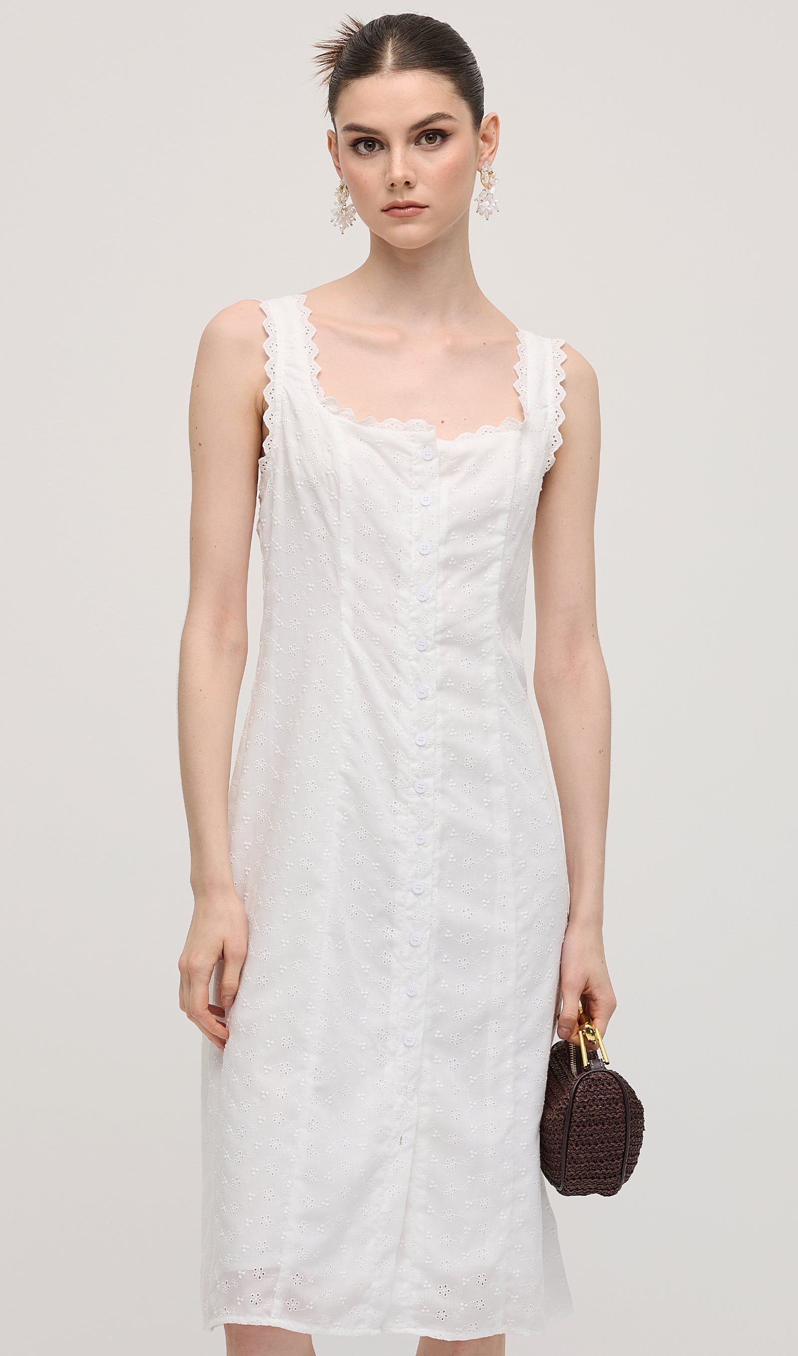 Midikleid in A-Linie mit Blumenmuster und Laternenärmeln