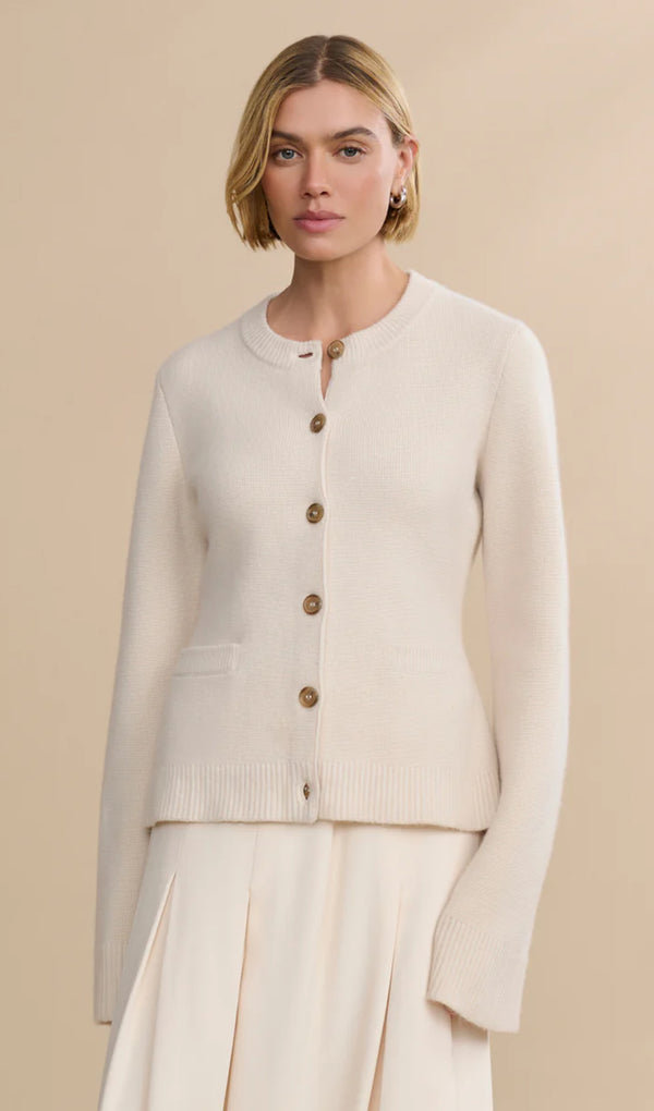 Solid Knit Cardigan In Ivory