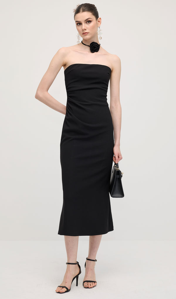 فستان ماكسي بتصميم ذيل السمكة بلون الماهوجني 