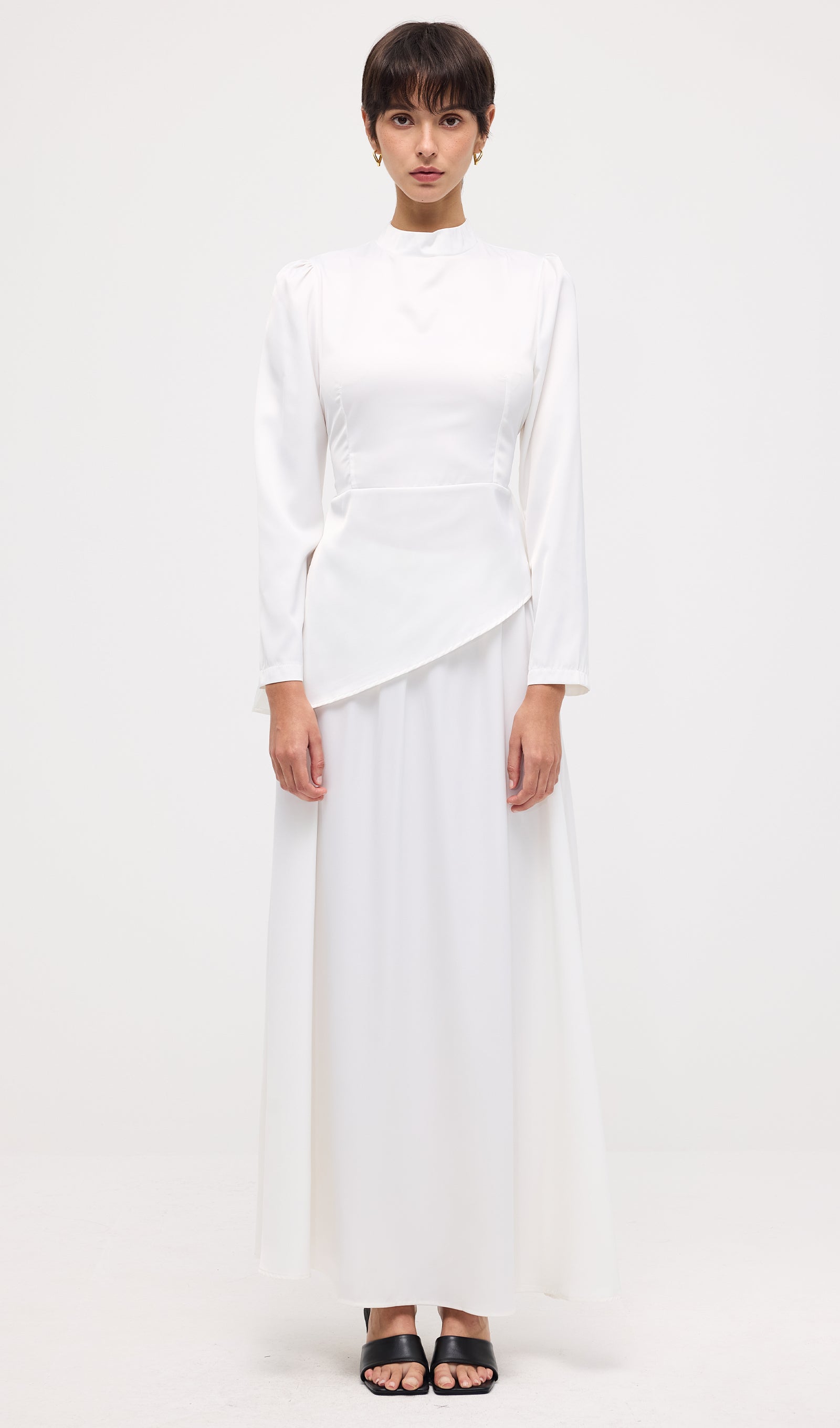 Satin Long Sleeve Two Piece Set Maxi Dress