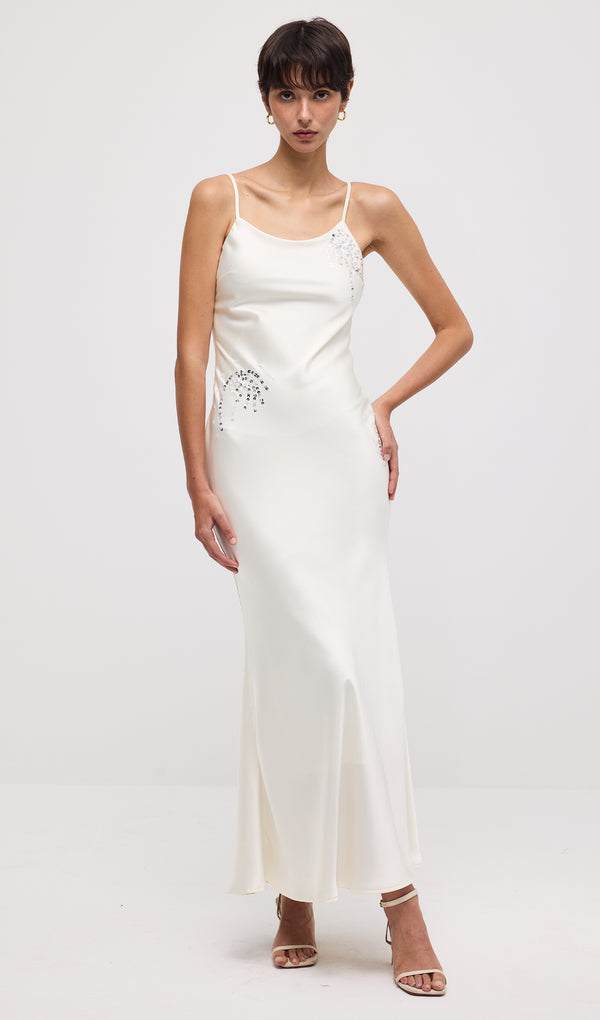 Solid Satin Sleeveless Maxi Dress