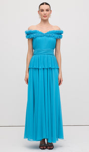 Midikleid in A-Linie mit Blumenmuster und Laternenärmeln