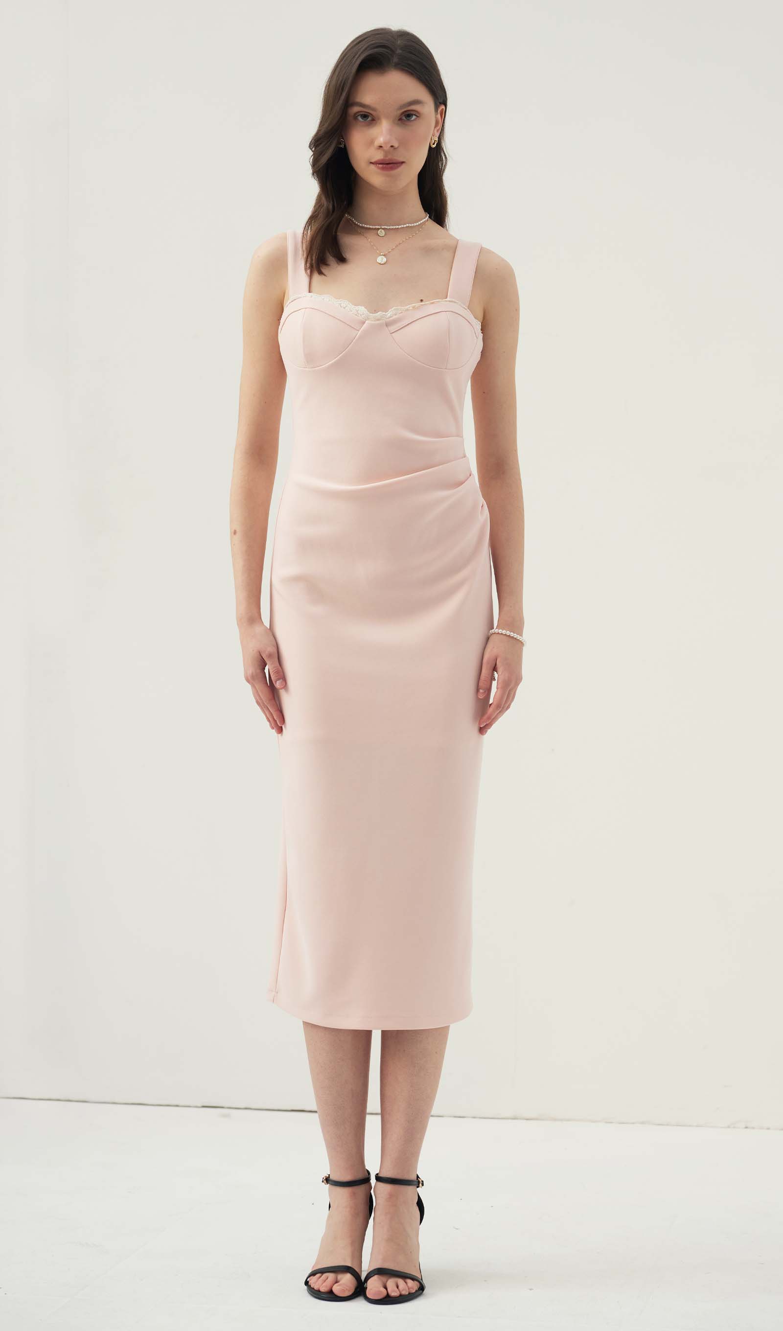 فستان ميدي سادة بتصميم A 