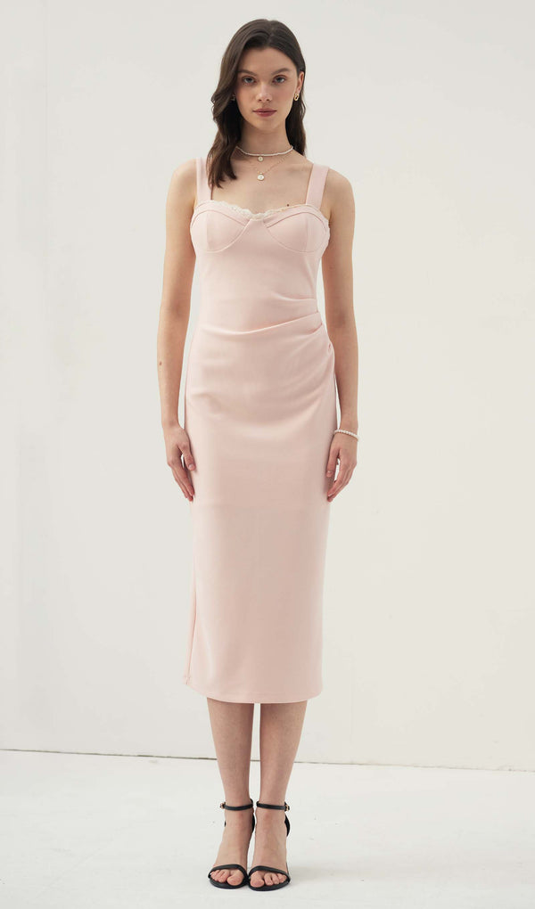 Solid A Line Midi Dress