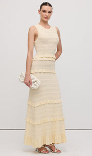 Solid Ruffled Knit Maxi Dress
