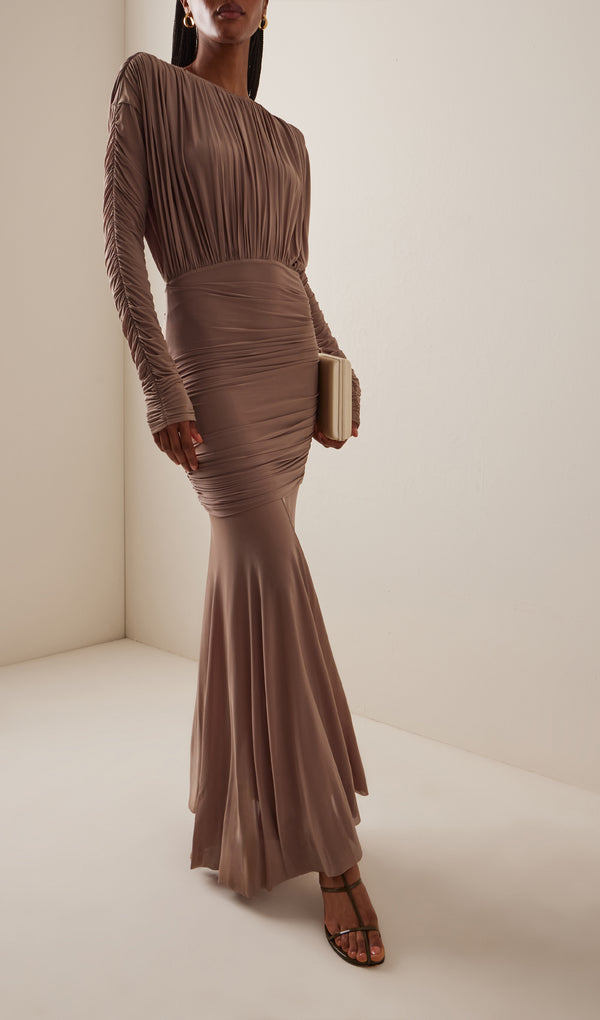 Midikleid in A-Linie mit Blumenmuster und Laternenärmeln