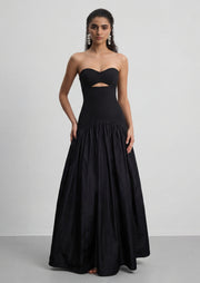 Midikleid in A-Linie mit Blumenmuster und Laternenärmeln