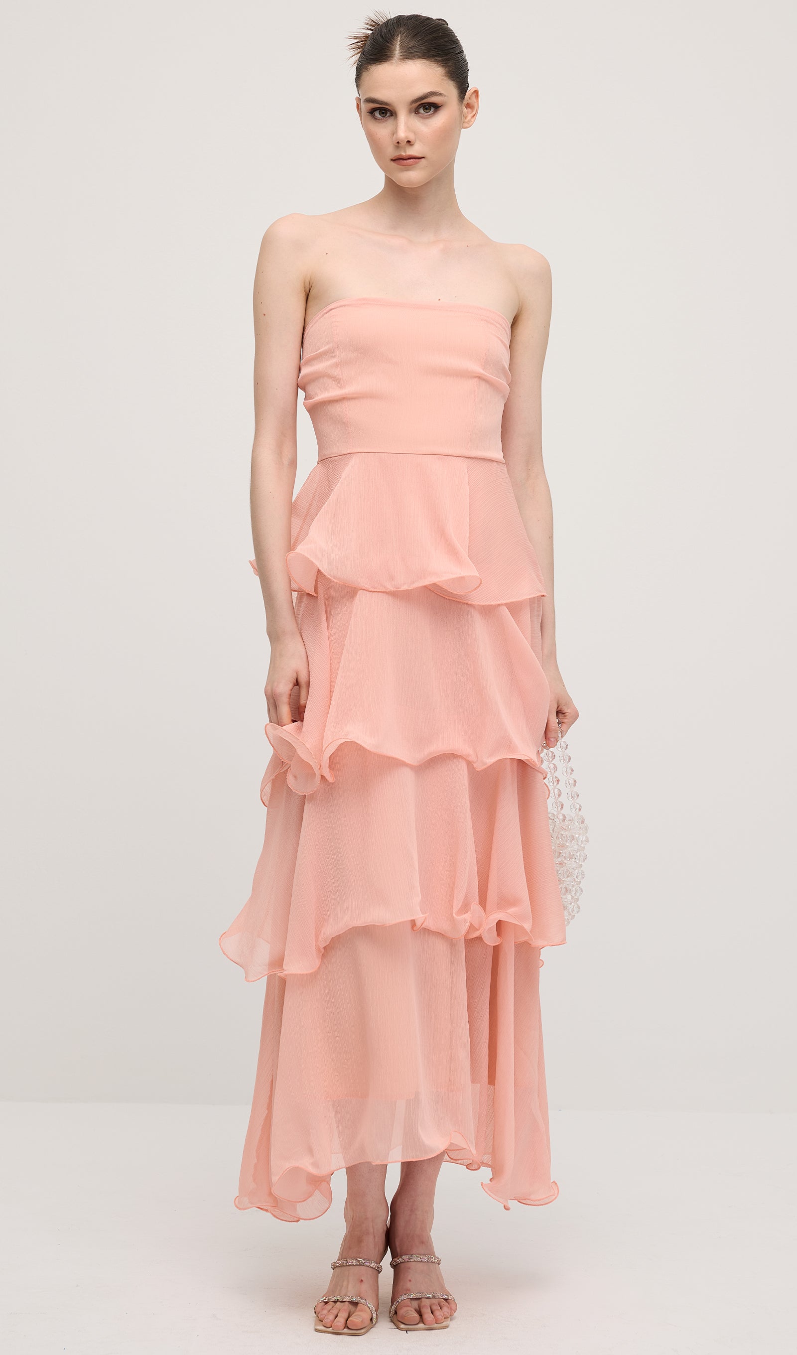 Midikleid in A-Linie mit Blumenmuster und Laternenärmeln