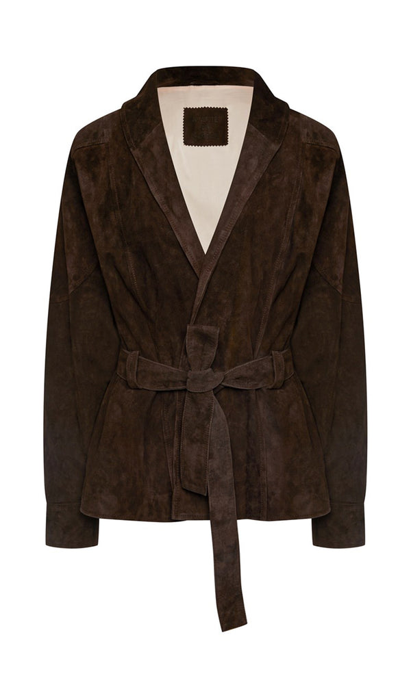 Suede Jacket In Deep Brown