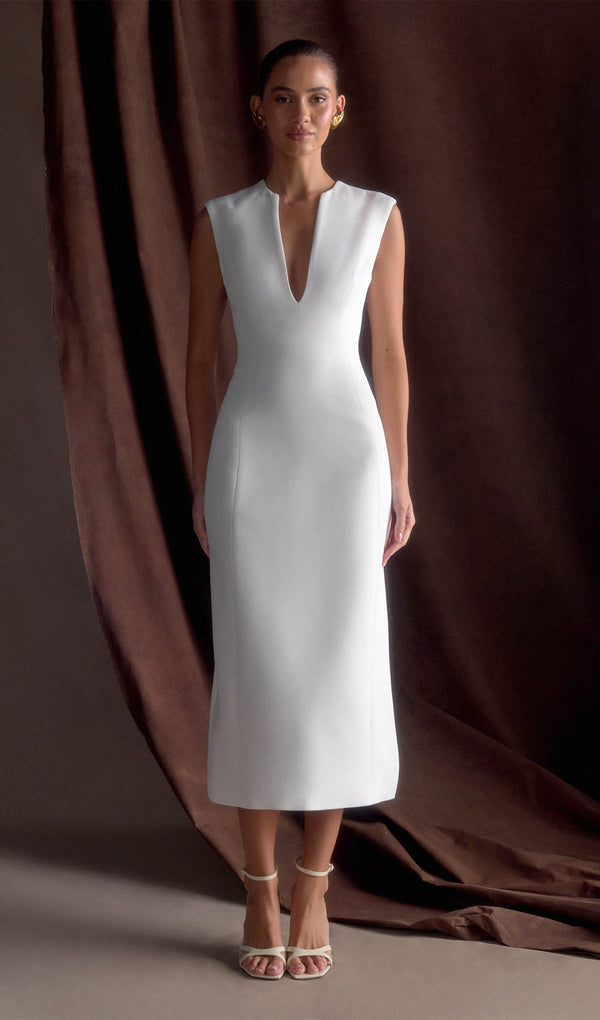 Suiting Sleeveless Midi Dress