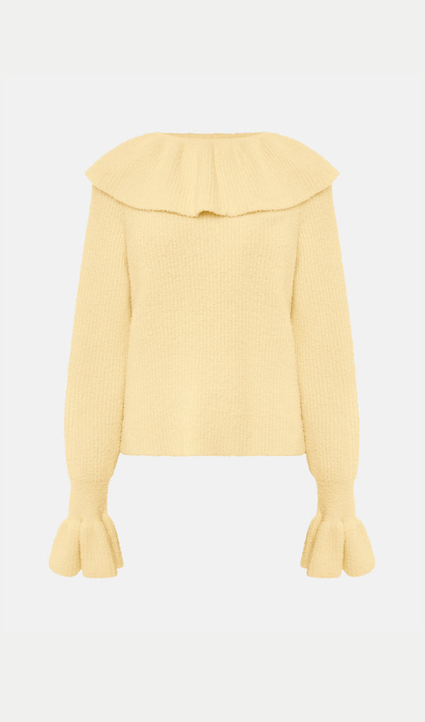 Sweater With Flounces In Yellow