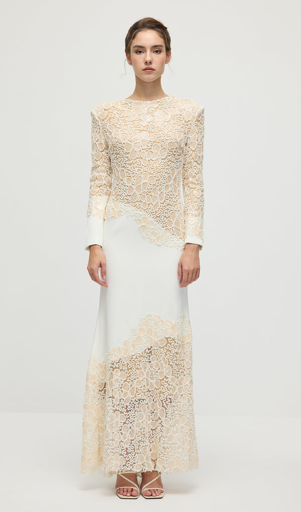 Midikleid in A-Linie mit Blumenmuster und Laternenärmeln