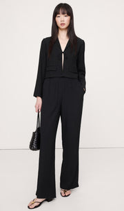 Tie Front Cropped Blazer & Wide Leg Pants Sets