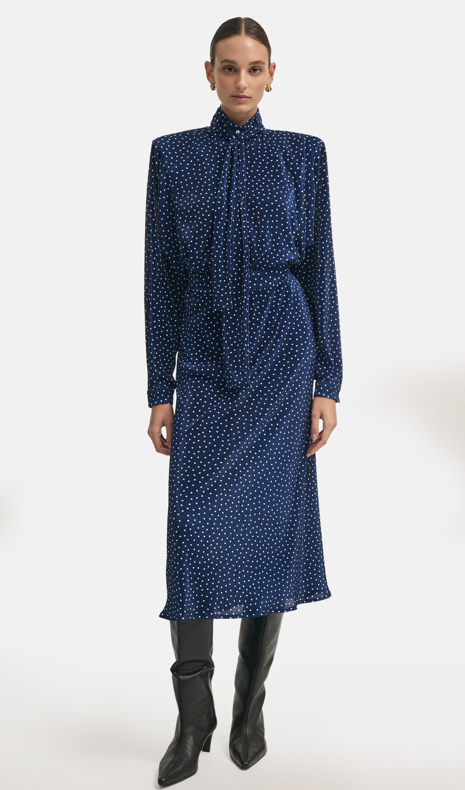 Midikleid in A-Linie mit Blumenmuster und Laternenärmeln