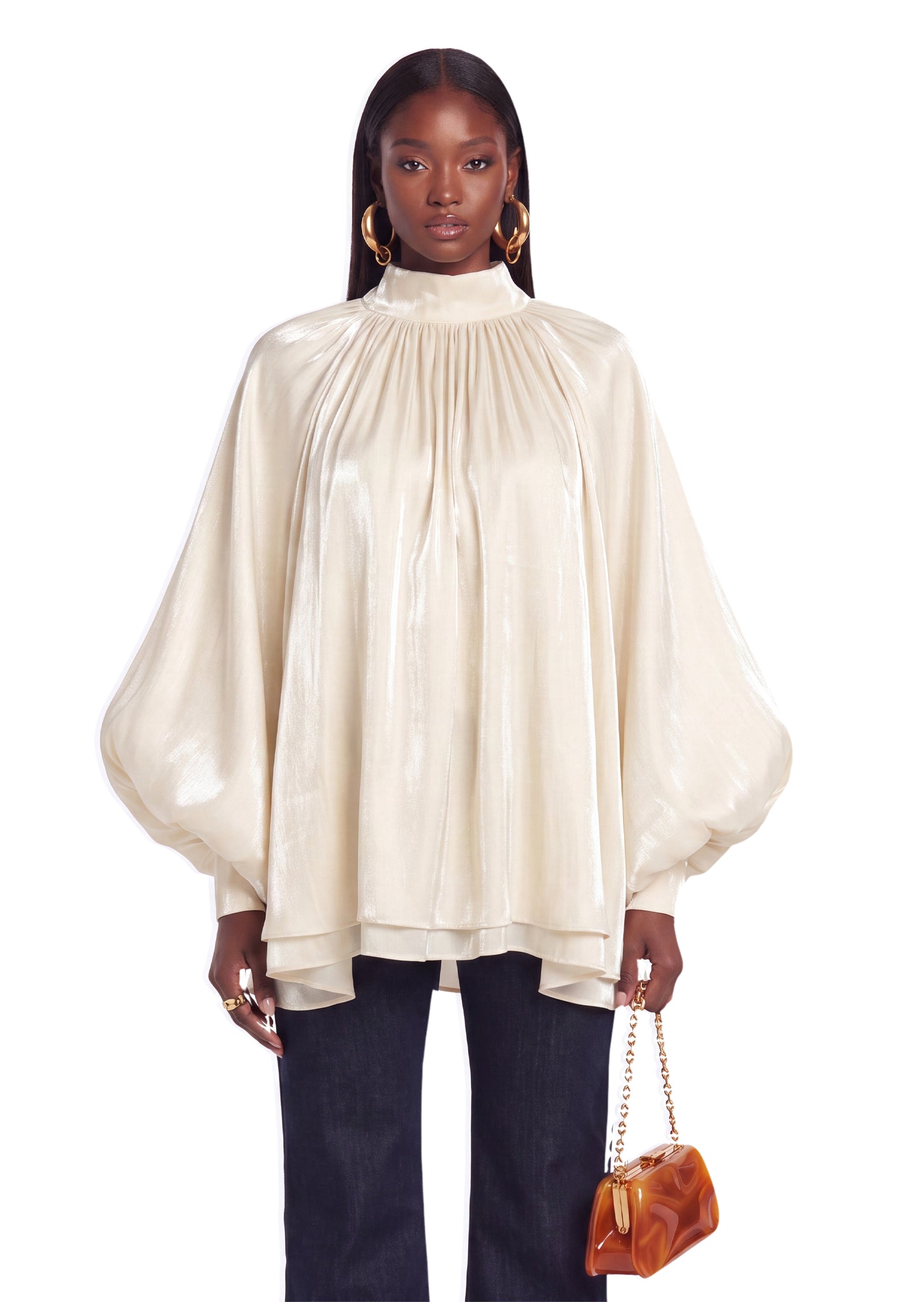 Zaiden Draped Lantern Sleeve Top