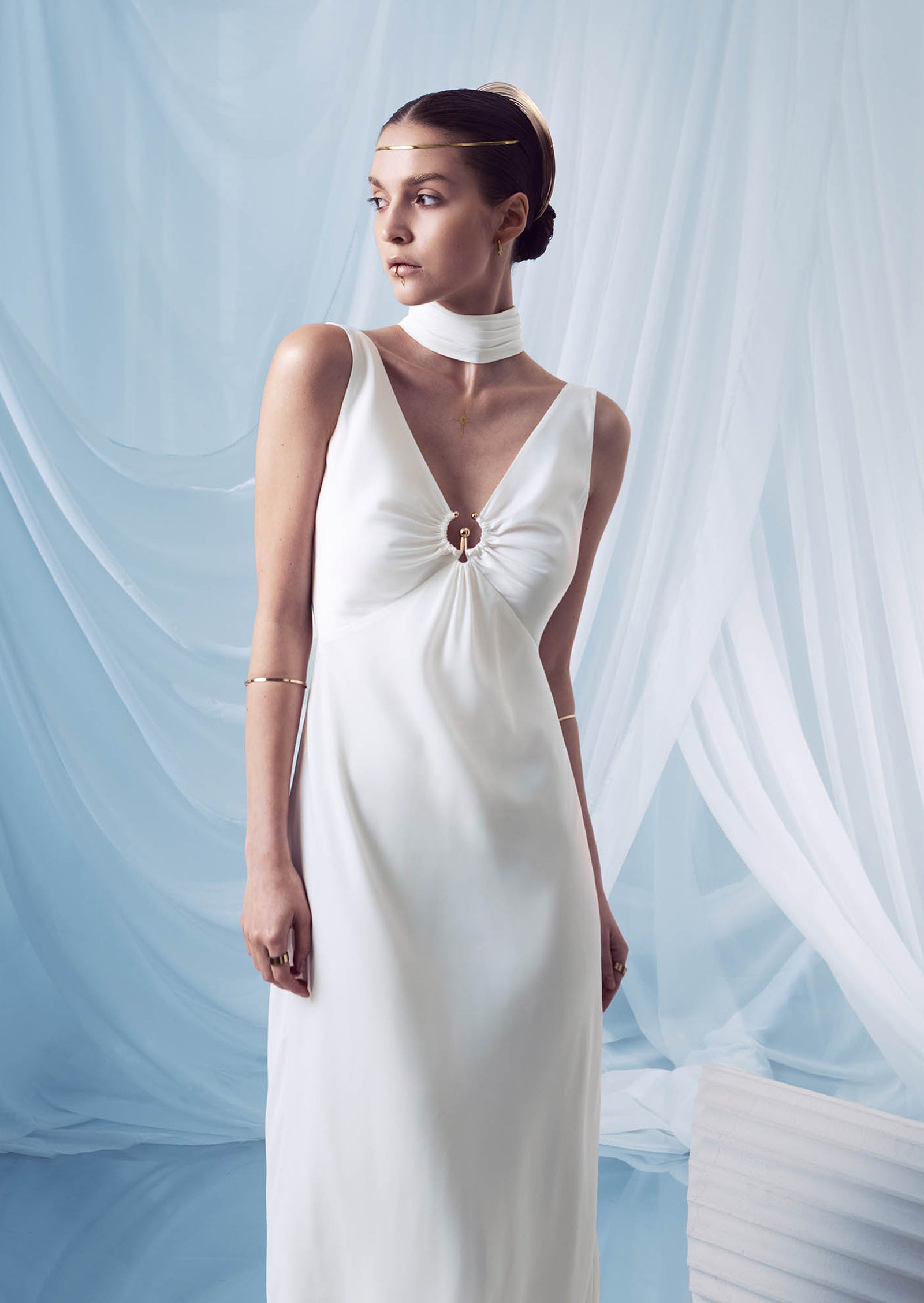 Midikleid in A-Linie mit Blumenmuster und Laternenärmeln