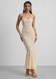 Vanilla Chiffon & Lace Maxi Dress