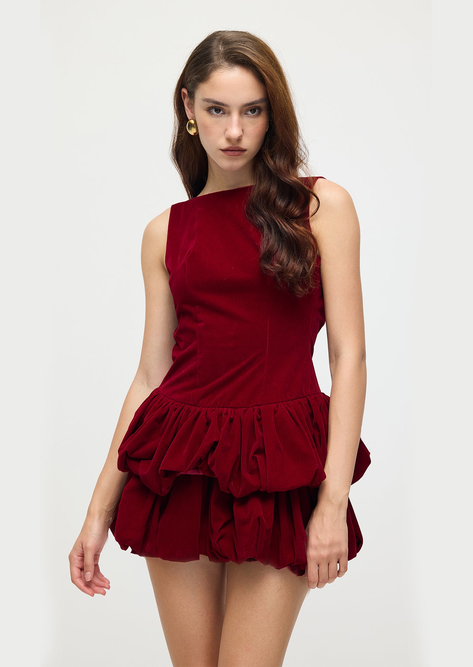 Midikleid in A-Linie mit Blumenmuster und Laternenärmeln