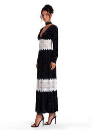Bamina Lace Velvet Maxi Dress In Black