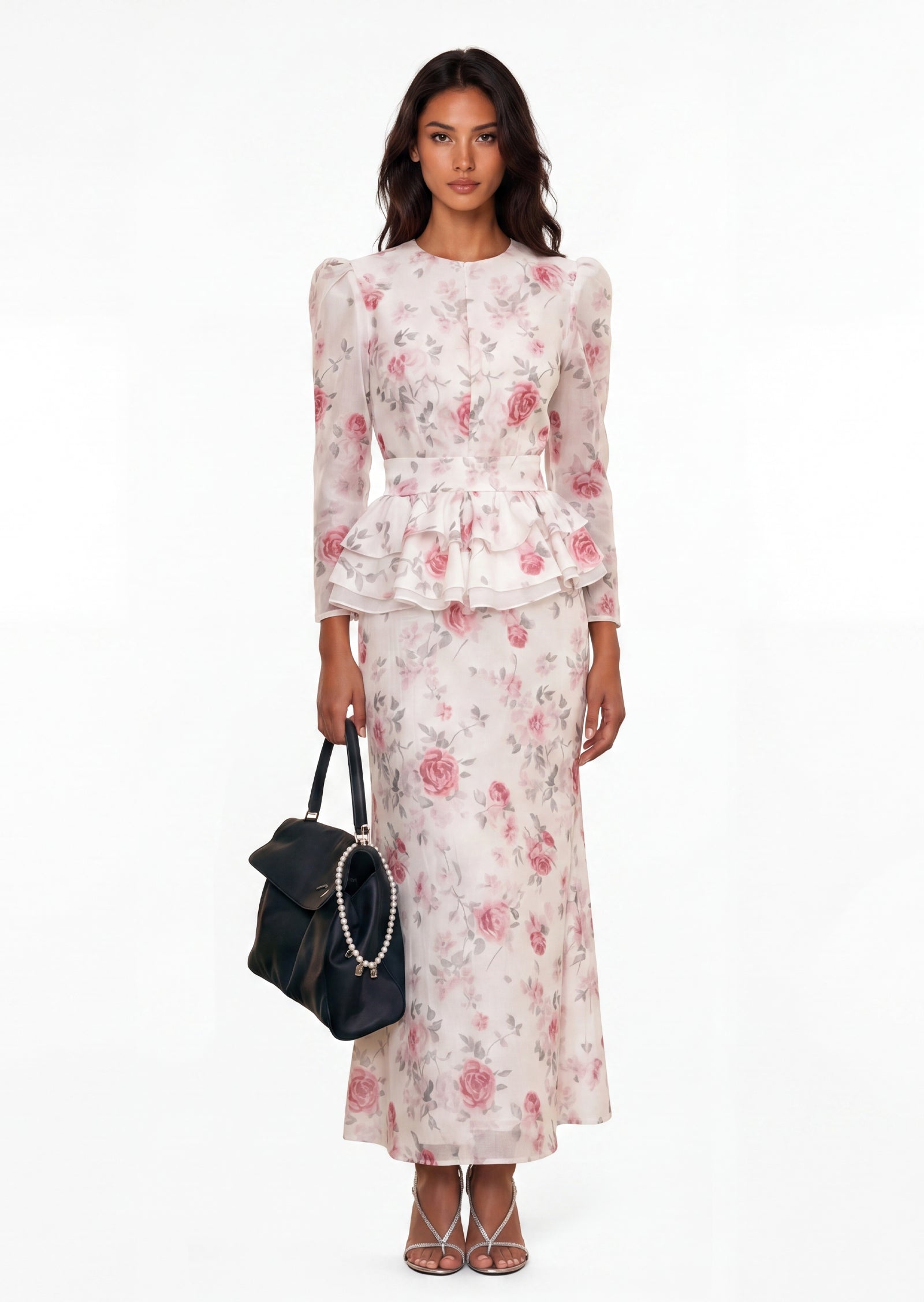 Verney Ruffle Floral Maxi Skirt Two Piece Set
