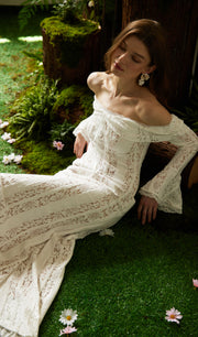 Midikleid in A-Linie mit Blumenmuster und Laternenärmeln