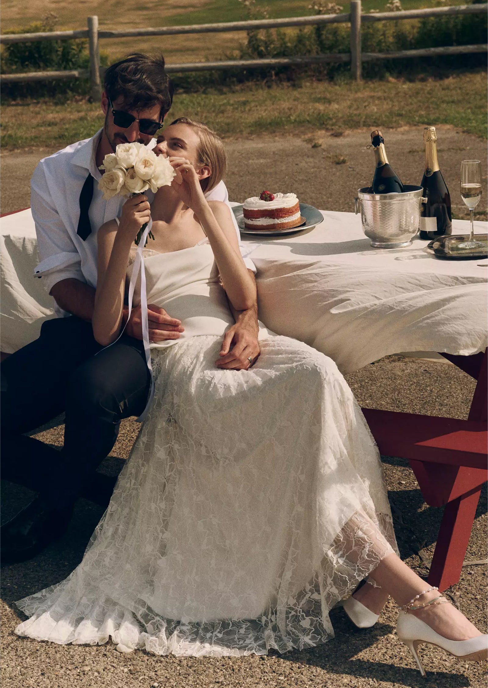 Bandeau Pleated Gown In White