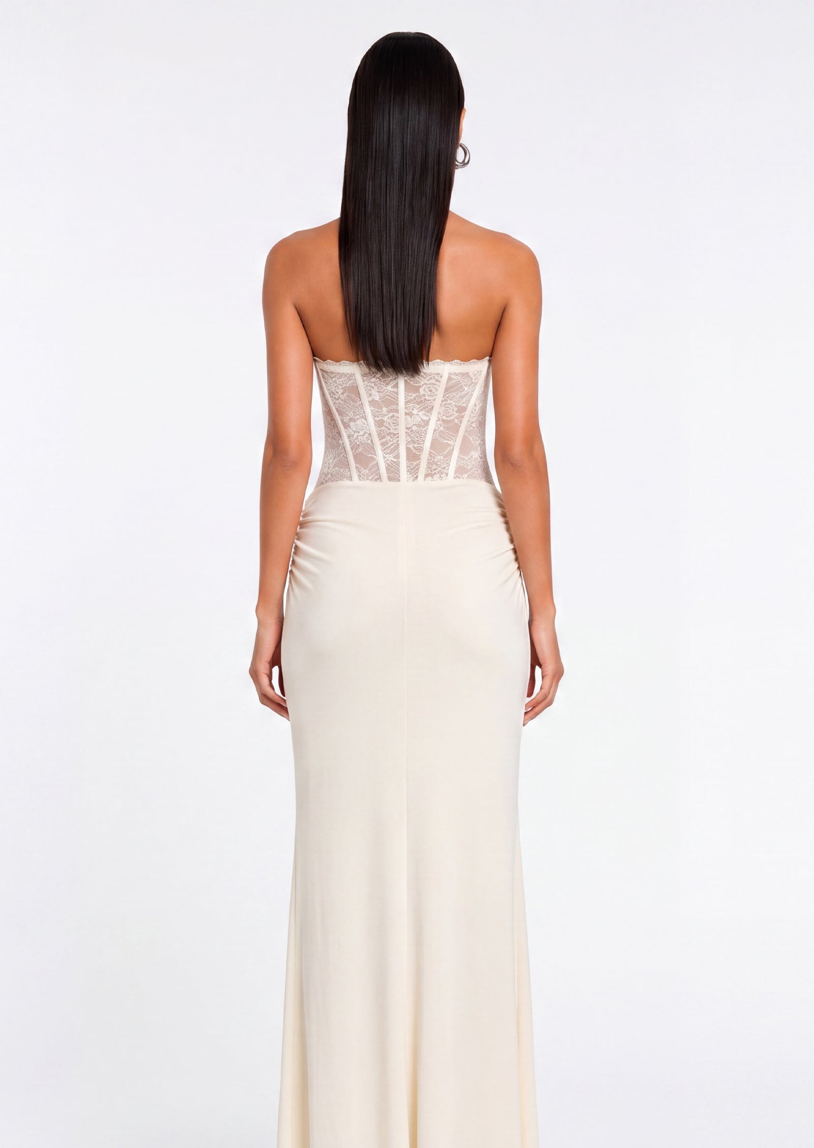 Off Shoulder Lace Bodice Maxi Dress
